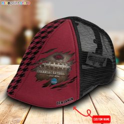 Arkansas Razorbacks NCAA Mesh Trucker Hat-Ivy Hat-Black and White Mesh Cap M02