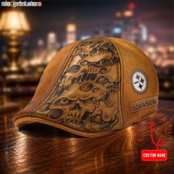 Leather Cap-Pittsburgh Steelers NFL Leather Ivy Caps-Flat Cap M06