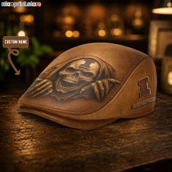 Leather -Illinois Fighting Illini NCAA3 Leather Beret Caps M04