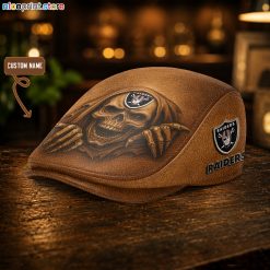 Leather-Las Vegas Raiders NFL Leather Beret Cap M04