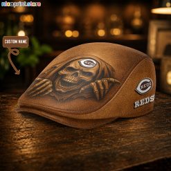 Leather-Cincinnati Reds MLB Leather Beret Caps M04